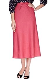 Linen Blend A-Line Plain Long Skirt