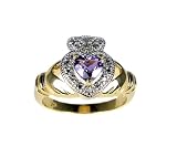 Vermeil Claddagh Amethyst and Diamond Ring