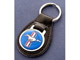 Ford Mustang Blue Pony Black Leather Keychain