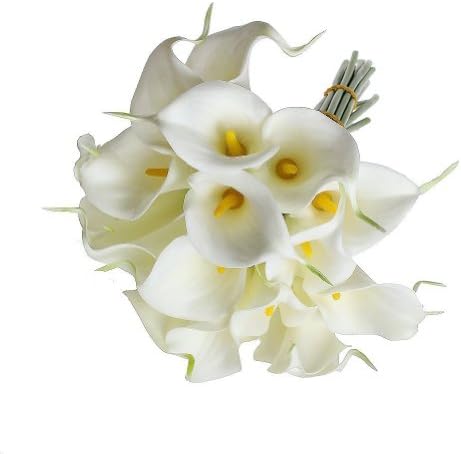 YESIT Home Decoration Artificial Plants Calla Lily Latex Silk Flowers 1pcs (WHITE-yellow)