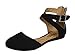 Soda Women's Kiner Round Toe Buckle Criss Cross Ankle Strap Flat Sandal With Back Zipper