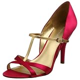  : Nine West Women's Hayek T-Strap Sandal,Dk Pink/Gold Satin,9.5 M US