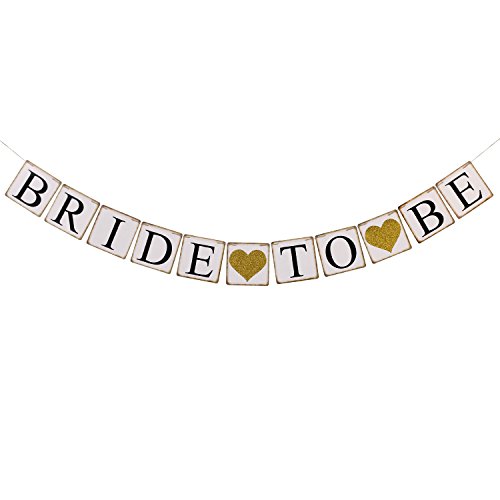 Ling's moment Bride To Be Banner with Gold Glitter Heart, Wedding Sign Photo Prop, Party Decoration, Bridal Shower Decor, Bachelorette Party