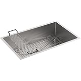 KOHLER K-5409-NA Strive 29-Inch x 18-5/16-Inch Undermount Medium SingleBowl Kitchen Sink with Basin Rack, Stainless Steel