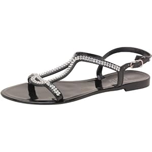 Fluid Womens Jelly Shoes Black - Black/Silver - 8 UK 8 Euro 41