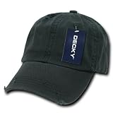 Black Vintage Distressed Polo Style Unstructured Low-Profile Baseball Cap Hat