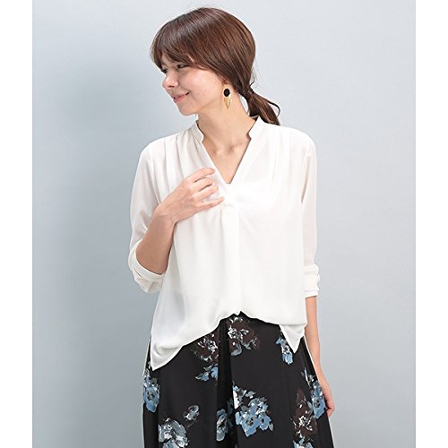 ビス（ViS） 異素材切替スキッパー長袖ブラウス