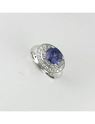 Sapphire Ring 2.54k Natural Sapphire (Untreated Unheated) and 1.0k G.V.VS. Diamonds on 18k White Gold Ring Made in Italy