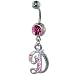 Pink Letter D Dangle Belly Ring