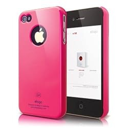 elago S4 Slim Fit Case for AT&T and Verizon iPhone 4/4S -Hot Pink + HD Professional Extreme Clear film + Logo Protection Film included