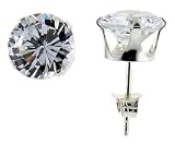 Image of Sterling Silver 2.0 Carat Size Brilliant Cut Cubic Zirconia Stud Earrings