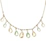 18k Gold Overlay Sterling Silver Yellow and Green Glass Multi-Drop Necklace, 18"