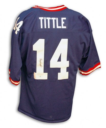 Y.A. Tittle Autographed Throwback Blue Jersey