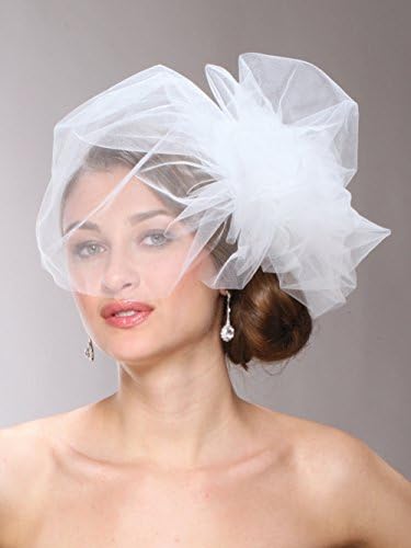 Elegant Bridal Designs Women's Chic Designer Bouffant-Style White Wedding Bridal Side Veil