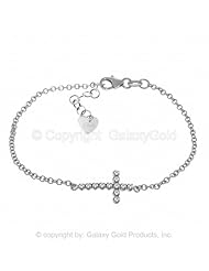 Diamond Accent Cross Bracelet in 14k White Gold