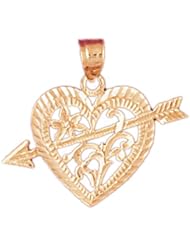 Dazzlers Solid 14k Gold Heart Cupid Arrow Charm Pendant Available in three colors from jewelsberry (weights: 1.3 grams only)