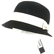 Cloche Bucket Bell Summer Sun Beach Bow Hat Black with Ivory Hatband