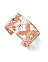 Leslies Sterling Silver and Rose Gold-plated Diamond-cut Cuff Bangle