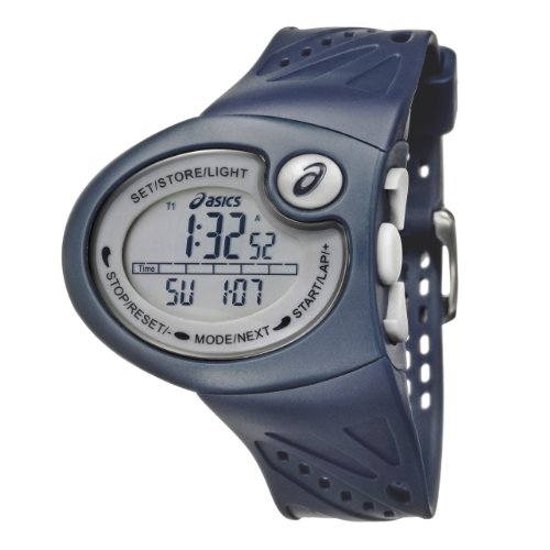 Asics Men’s Active Running Resin Case, Rubber Strap Digital Chronograph Quartz Watch QA4349003