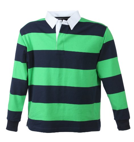 James & Nicholson Herren Langarm Polo Shirt Rugby Striped, navy/frog, L, JN099 nyfr Preisvergleich