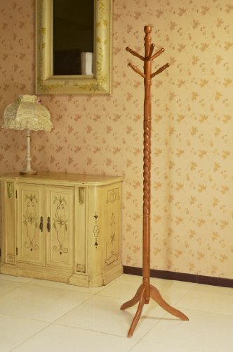 Twist Style Nostalgic Oak Finish Wood Coat Rack Stand Image Twist Style Nostalgic Oak Finish Wood Coat Rack Stand