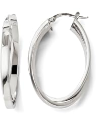 14k White gold Leslies Polished Double Oval Hoop Earrings