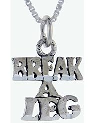 Sterling Silver Break a Leg Talking Pendant, 1 inch wide