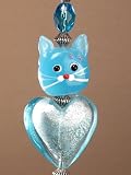 In Love with Cats Powder Blue Heart Glass Ceiling Fan Pull