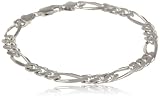 Men's Sterling Silver Italian Solid Figaro Link Bracelet