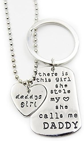 Clara Jewel Father's Day Gift She Stole My Heart Necklaces She Calls Me Daddy keychain Necklace