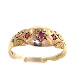 9K Rose Gold Ladies Ruby Victorian Style Wedding Ring - Finger Sizes 5 to 8 Available