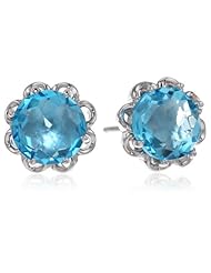 Sterling Silver Special Cut Blue Topaz Stud Earrings