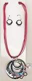 zsilver and pink necklace and earring set