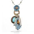 Amaro Necklace - Hamsa Amulet in Light Blues Topaz and Turquoise Tones #53866 AMK ONK