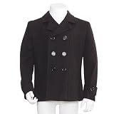 Shyla Coats Boys Black Double Breasted Wool Pea Coat 6-16