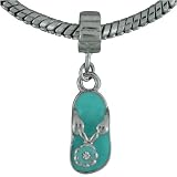 Pugster Aqua Beach Sandal Dangle European Beads Bracelet
