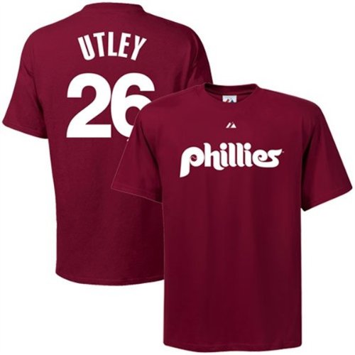 Philadelphia Phillies Chase Utley Cooperstown Retro Player Name and Number T-Shirt - Maroon XX Large