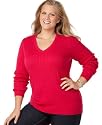 Charter Club Plus Size Sweater, V-Neck Cable-Knit