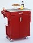 Home Styles Red Cuisine Cart with Stainless Steel Top 9001-0032