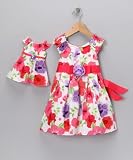 Dollie & Me Summer Dress Coral Floral Matching 18 Doll Dress 2T