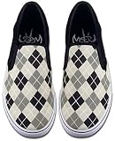 NOTW (Not of this world) Gray/ Black Checkerboard Argyle Slip On Shoes for Men