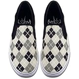 NOTW (Not of this world) Gray/ Black Checkerboard Argyle Slip On Shoes for Men
