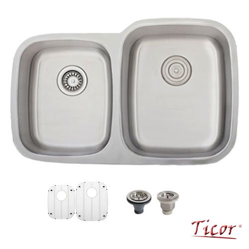 Ticor 16 Gauge Stainless Steel Double-bowl Kitchen Sink