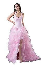 Halter Lace-Up Backless Organza/Silk Evening Dress 