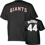 Majestic San Francisco Giants #44 Willie McCovey Black Cooperstown Player T-shirt (Large)