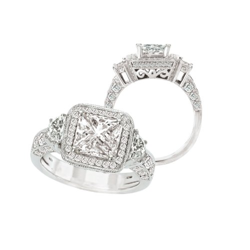 18k white gold diamond engagement ring semi-mount