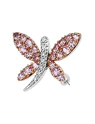 14k White and Rose Rhodium Plated Genuine Pink Sapphire and Diamond Brooch.