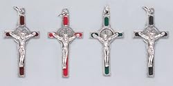 Saint Benedict Crucifix in Silvertone: 1 and 1/2'' in Height - MADE IN ITALY