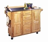 Stainless Steel Top Kitchen Cart w/ Breakfast Bar by Home Styles - Light Wo ....