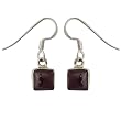 Garnet Gemstone Dangle-Earrings Sterling Silver 1inch